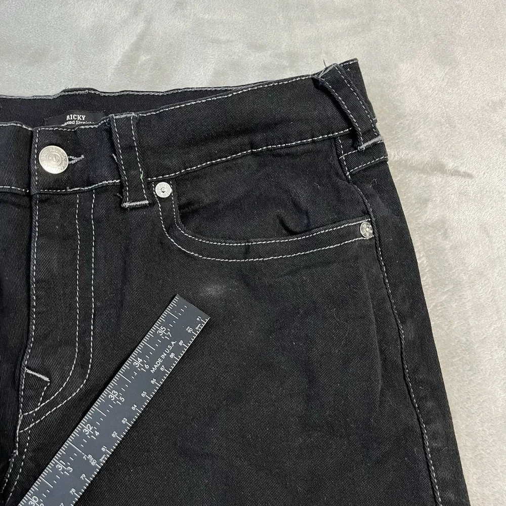 True Religion Ricky Relaxed Straight Jeans Men's 36x30 Black Denim Flap Pocket